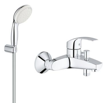 Pachet baterie cada/dus Grohe + set dus porter Grohe New Tempesta Duo, doua tipuri de jet, crom lucios (3330002,27799001)