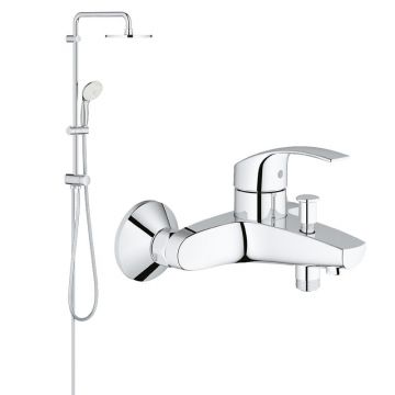 Pachet: Coloana dus Grohe New Tempesta 200, montare pe perete, baterie cada Eurosmart (27389002, 33300002)