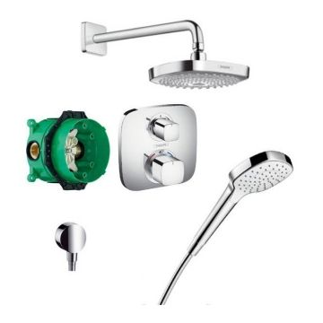 Set dus incastrat Hansgrohe Design Croma Select E / Ecostat E cu baterie termostatata