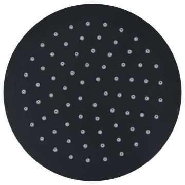 vidaXL Cap de duș tip ploaie rotund, negru, 20 cm, oțel inoxidabil