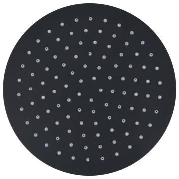 vidaXL Cap de duș tip ploaie rotund, negru, 25 cm, oțel inoxidabil
