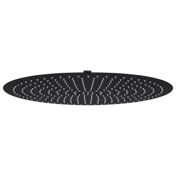 vidaXL Cap de duș tip ploaie rotund, negru, 50 cm, oțel inoxidabil
