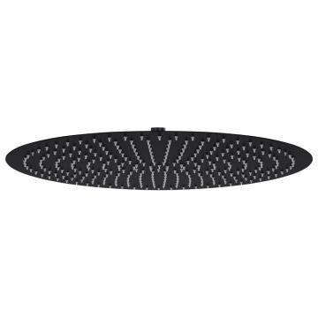 vidaXL Cap de duș tip ploaie rotund, negru, 50 cm, oțel inoxidabil