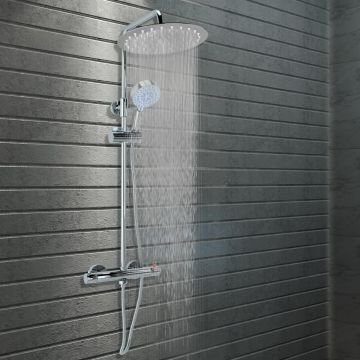 vidaXL Set de duș cu două capete, cu termostat, oțel inoxidabil