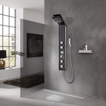 vidaXL Sistem cu panel de duș, sticlă, maro