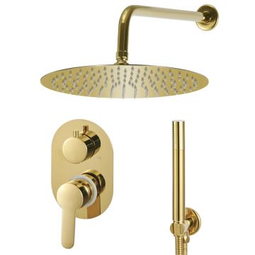 vidaXL Sistem de duș, auriu, oțel inoxidabil 201