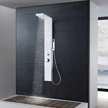 vidaXL Sistem panel de duș din aluminiu, alb mat