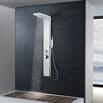 vidaXL Sistem panel de duș, pătrat, oțel inoxidabil