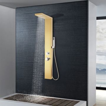 vidaXL Sistem panou de duș, auriu, oțel inoxidabil 201