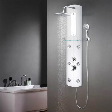 vidaXL Unitate panou de duș, 25 x 43 x 120 cm, argintiu