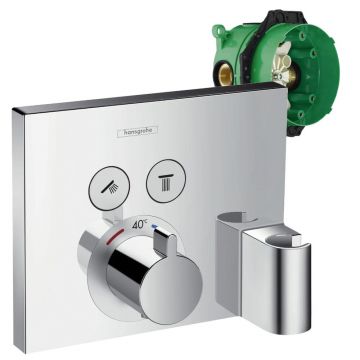 Baterie dus incastrata Hansgrohe ShowerSelect cu 2 functii si porter crom lucios plus iBox