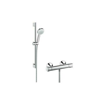 Baterie dus termostatata Hansgrohe Ecostat Universal crom cu set de dus Crometta