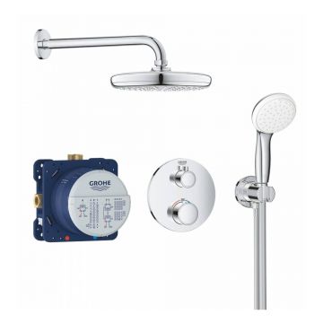 Sistem de dus Grohe Grohtherm Tempesta 210 incastrat cu baterie rotunda