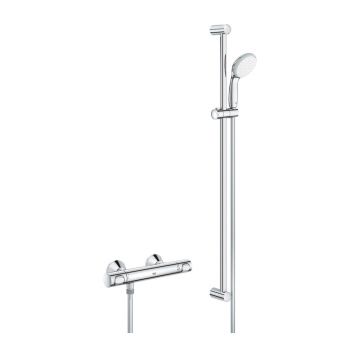 Baterie dus Grohe Precision Flow termostatata crom lucios cu set de dus