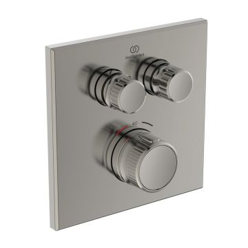 Baterie dus incastrata Ideal Standard Ceratherm Navigo patrata fara corp ingropat argintiu Silver Storm