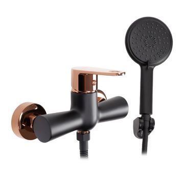 Baterie dus Rea Mild negru - Rose Gold cu set de dus