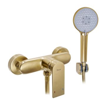 Baterie dus Rea Verso monocomanda auriu periat cu set de dus