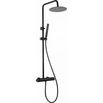 Coloana de dus cu baterie monocomanda negru mat Deante Arnika