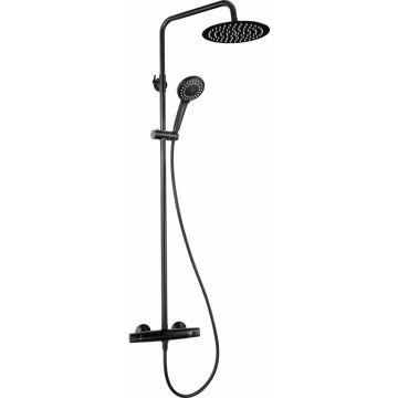 Coloana de dus cu baterie termostatata negru mat Deante Jasmin