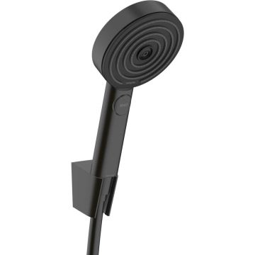 Set de dus cu porter negru mat Hansgrohe Pulsify Select S 105 cu 3 functii