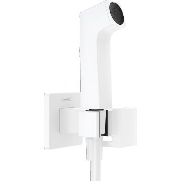 Set dus igiena intima Hansgrohe Bidette E EcoSmart+ 1 jet furtun si robinet cu agatatoare necesita corp incastrat alb mat