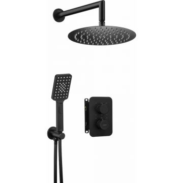 Sistem de dus cu termostat incastrat Deante Box negru mat