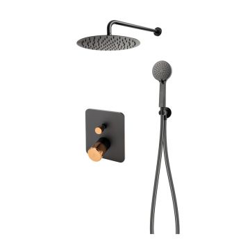 Sistem de dus incastrat FDesign Ardesia negru - rose gold