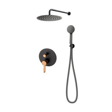 Sistem de dus incastrat FDesign Zaffiro negru - rose gold