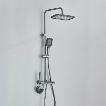 Coloană de duș cu afișaj digital de temperatură, gri, cu efect de ploaie, cod 1179