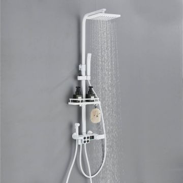 Coloana Dus cu termostat si afisaj de temperatura, alb, cu efect de ploaie, 6 functii de curgere, cod 1492