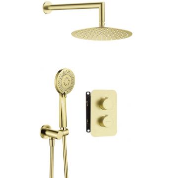 Set de dus incastrat cu baterie termostatica inclusa Deante Box, auriu periat