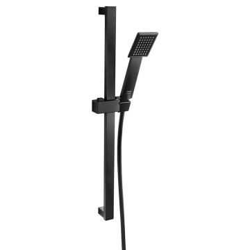 Set para de dus, Ferro, Phila, cu bara, suport culisant si furtun, negru mat