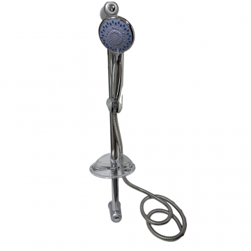 Set dus 3, metal/plastic, argintiu, bara, para mobila, furtun dus, savoniera