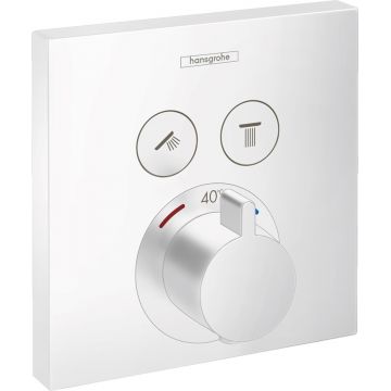 Baterie cada - dus termostatata Hansgrohe ShowerSelect cu montaj incastrat  necesita corp ingropat  alb mat