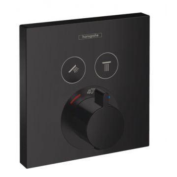 Baterie cada - dus termostatata Hansgrohe ShowerSelect cu montaj incastrat  necesita corp ingropat  negru mat