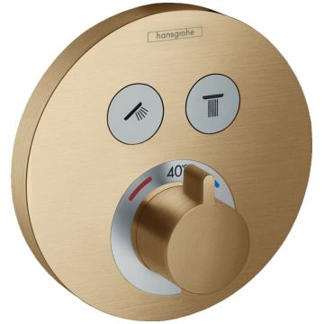 Baterie cada - dus termostatata Hansgrohe ShowerSelect S cu montaj incastrat  necesita corp ingropat  bronz periat