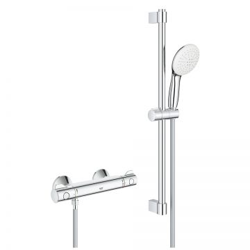 Baterie dus termostatata Grohe Grohtherm 800 cu set de dus cu bara Tempesta 600  crom
