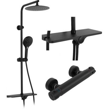 Coloana de dus cu termostat Rea Mike, negru mat
