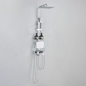 Coloana Dus cu termostat si afisaj de temperatura, cu efect de ploaie, 5 functii de curgere, argintiu, cod 1619