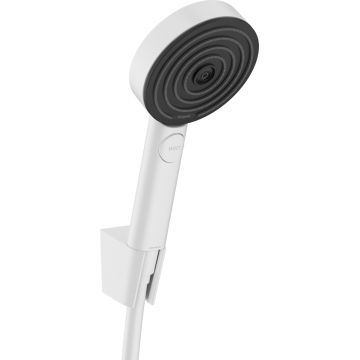 Set de dus Hansgrohe Pulsify Select 105 Relaxation  cu 3 tipuri de jet  agatatoare si furtun 1 25m  alb mat