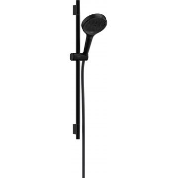 Set de dus Hansgrohe Rainfinity 130  3 tipuri de jet  cu bara 60cm  furtun 1.6m  negru mat
