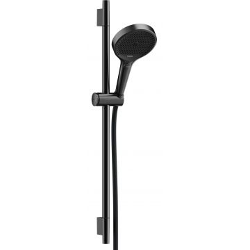 Set de dus Hansgrohe Rainfinity 130  3 tipuri de jet  cu bara 60cm  furtun 1.6m  negru periat