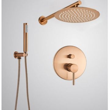 Set dus tip ploaie, cupru pal, cu para rotunda 25 cm, Pale Rose