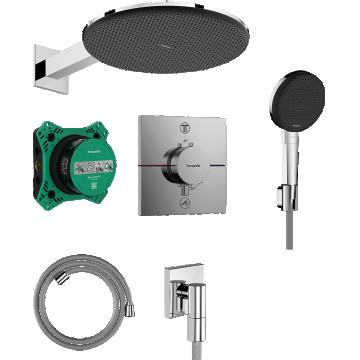 Sistem de dus incastrat Hansgrohe Raindance Alive S Design 300 cu baterie termostatata  crom