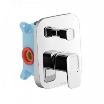 Baterie cada / dus incastrata 10° cu comutator si rovina, patrata - Culoare Crom