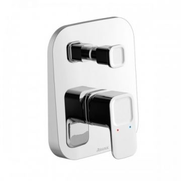 Baterie cada / dus incastrata Ravak 10° cu comutator si rovina, patrata - Culoare Crom