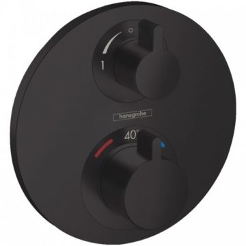 Baterie cada / dus incastrata termostatata Hansgrohe Ecostat S, rotunda, negru - Culoare Negru