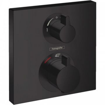 Baterie cada / dus incastrata termostatata Hansgrohe Ecostat Square, patrata, negru - Culoare Negru