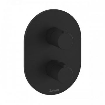 Baterie cada / dus Ravak Chrome incastrabila, cu termostat, negru mat - Culoare Negru