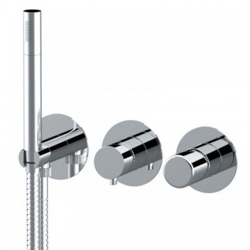 Baterie dus incastrata Daniel Rubinetterie Trilogy crom, cu para de dus si 2 cai - Culoare Crom